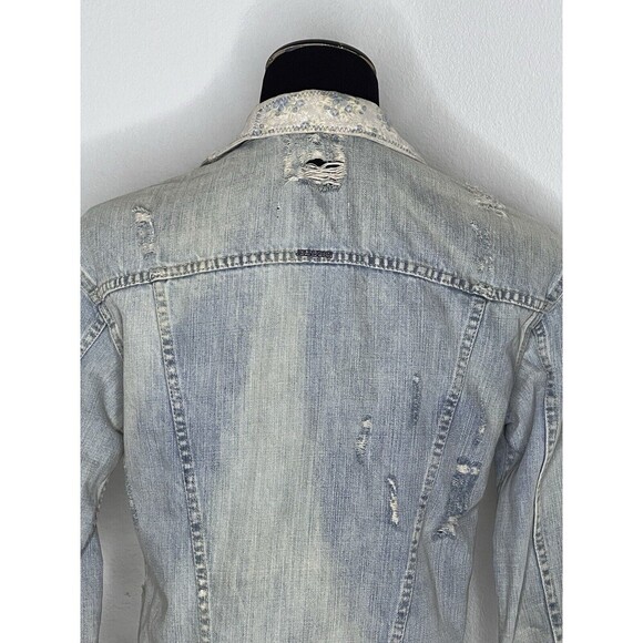 John John Denim Jacket Light Wash Small Distressed Made In Heaven - Picture 5 of 11